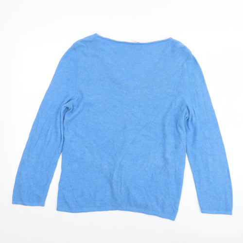 Boden Women Blue V-Neck Twist Front Cotton Modal Jumper Size 12
