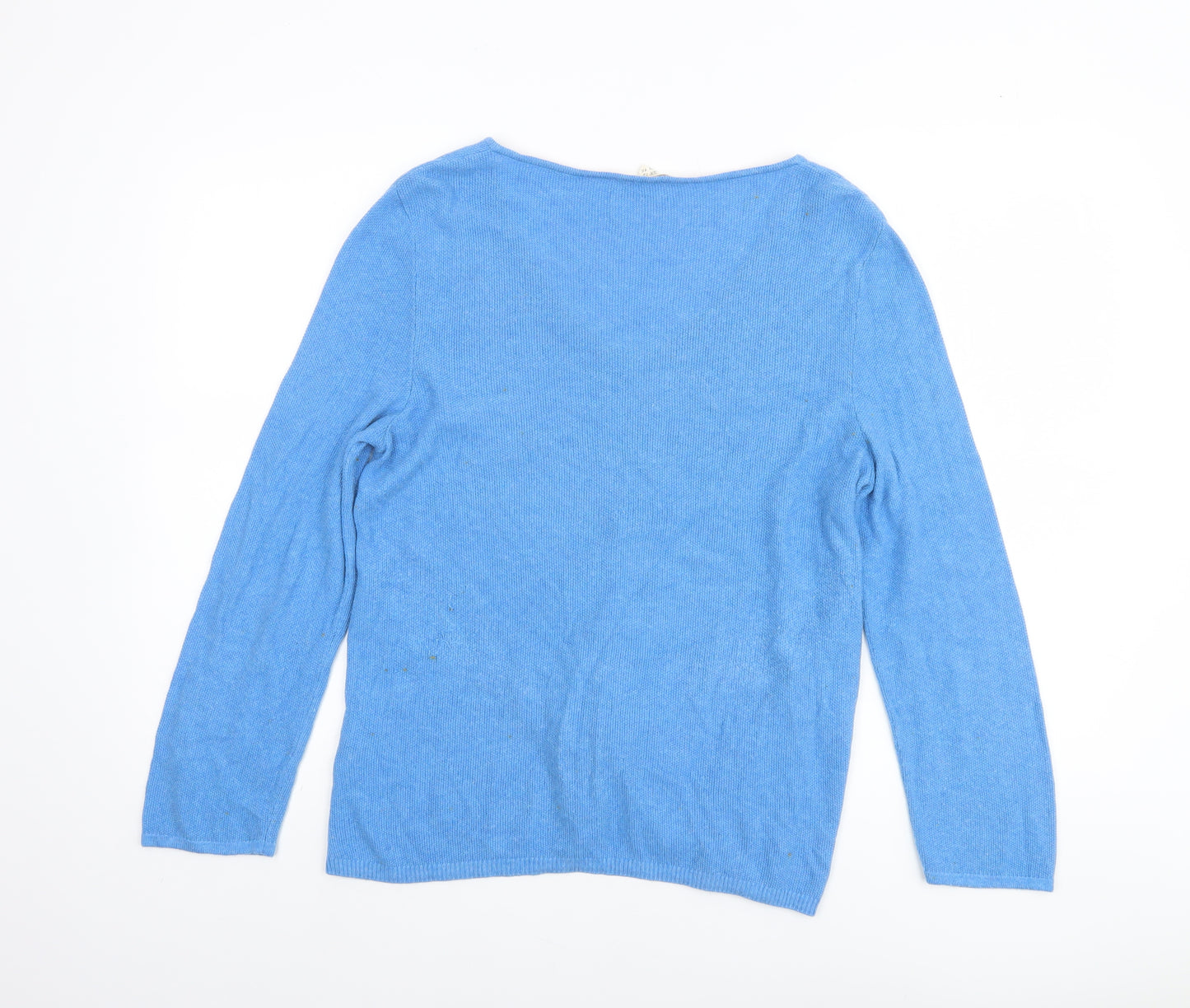 Boden Women Blue V-Neck Twist Front Cotton Modal Jumper Size 12