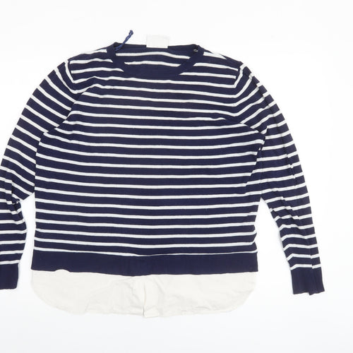 Wallis Petite Women's Blue Striped Crew Neck Long Sleeve Pullover Jumper M