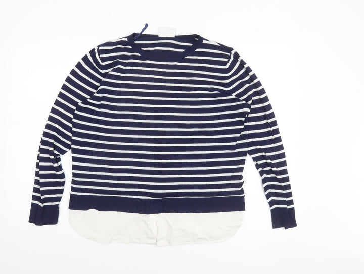 Wallis Petite Women's Blue Striped Crew Neck Long Sleeve Pullover Jumper M