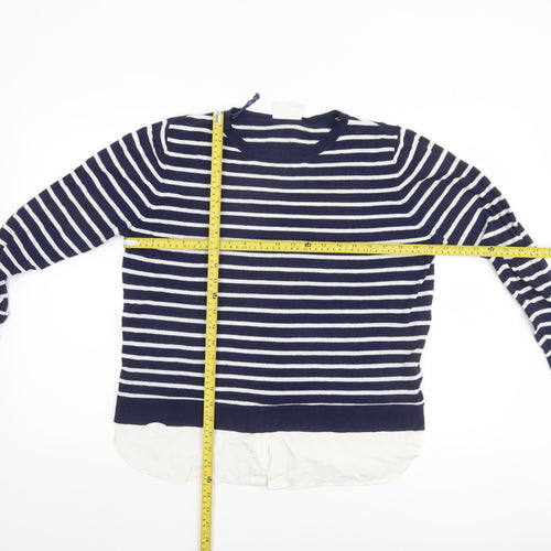 Wallis Petite Women's Blue Striped Crew Neck Long Sleeve Pullover Jumper M