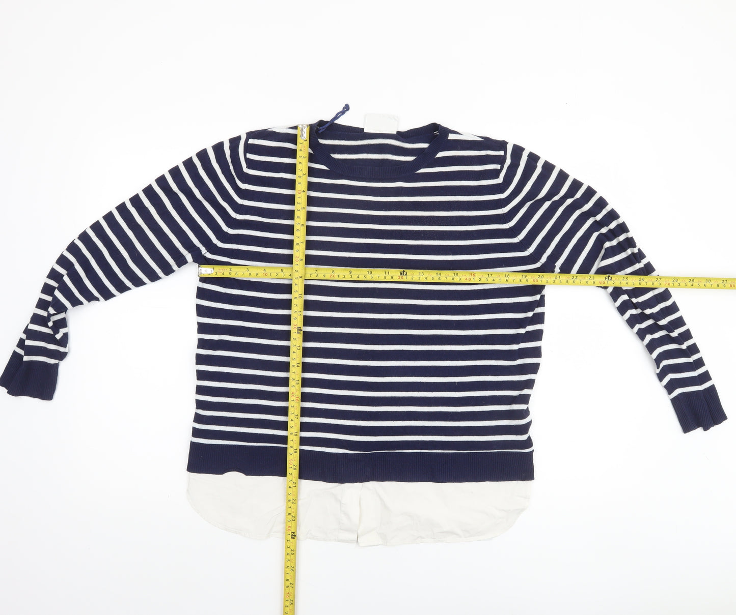Wallis Petite Women's Blue Striped Crew Neck Long Sleeve Pullover Jumper M