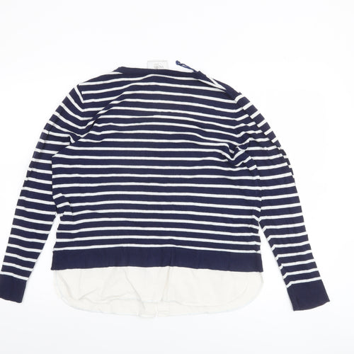 Wallis Petite Women's Blue Striped Crew Neck Long Sleeve Pullover Jumper M