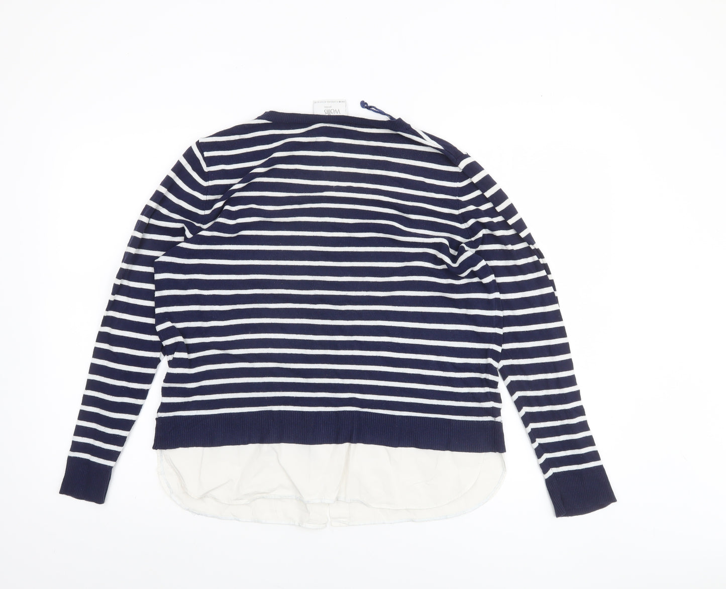 Wallis Petite Women's Blue Striped Crew Neck Long Sleeve Pullover Jumper M