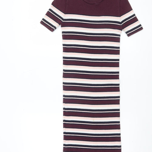 Dorothy Perkins Women’s Multicoloured Striped Midi Bodycon Dress Size 12