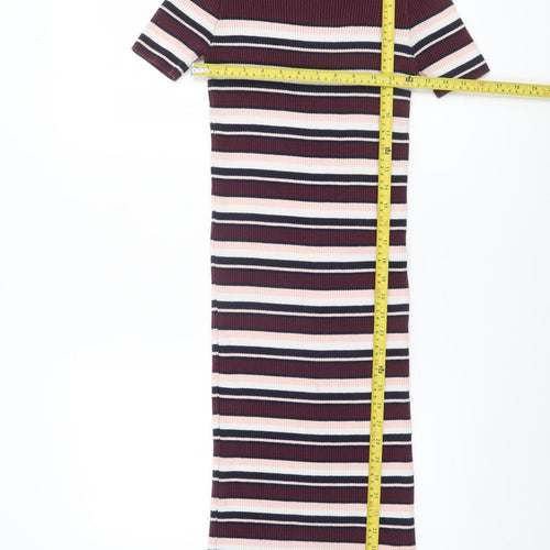 Dorothy Perkins Women’s Multicoloured Striped Midi Bodycon Dress Size 12