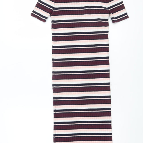 Dorothy Perkins Women’s Multicoloured Striped Midi Bodycon Dress Size 12