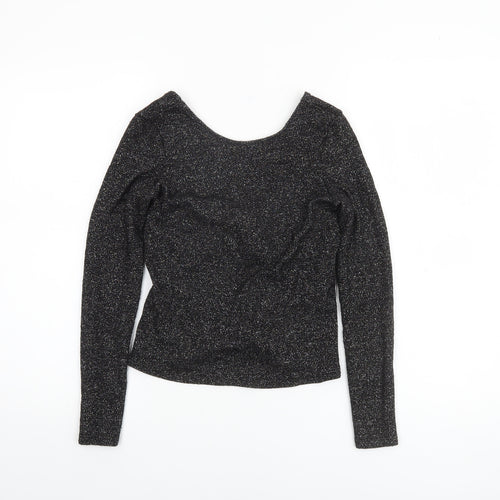 Zara Women Black Glitter Slim Pullover Jumper XS