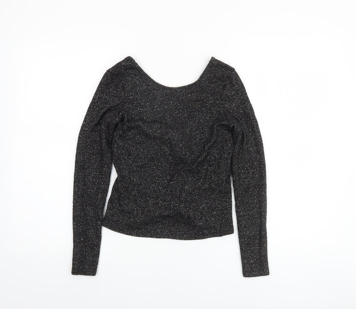 Zara Women Black Glitter Slim Pullover Jumper XS