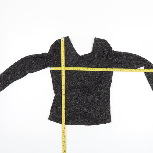 Zara Women Black Glitter Slim Pullover Jumper XS