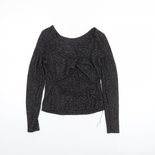 Zara Women Black Glitter Slim Pullover Jumper XS