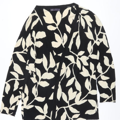 Marks and Spencer Women’s Black Viscose Linen Leaf Cardigan Size S