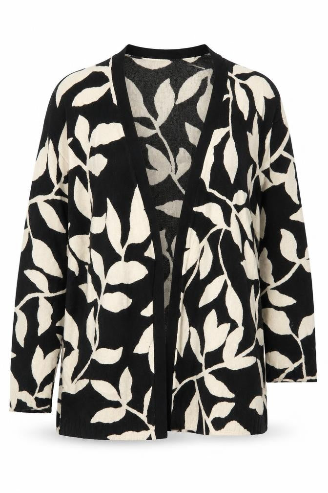 Marks and Spencer Women’s Black Viscose Linen Leaf Cardigan Size S