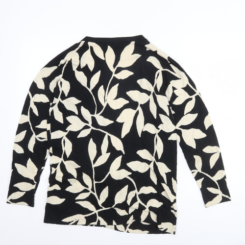 Marks and Spencer Women’s Black Viscose Linen Leaf Cardigan Size S