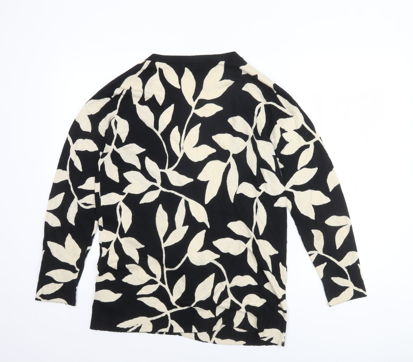 Marks and Spencer Women’s Black Viscose Linen Leaf Cardigan Size S