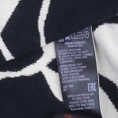 Marks and Spencer Women’s Black Viscose Linen Leaf Cardigan Size S