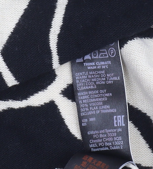 Marks and Spencer Women’s Black Viscose Linen Leaf Cardigan Size S