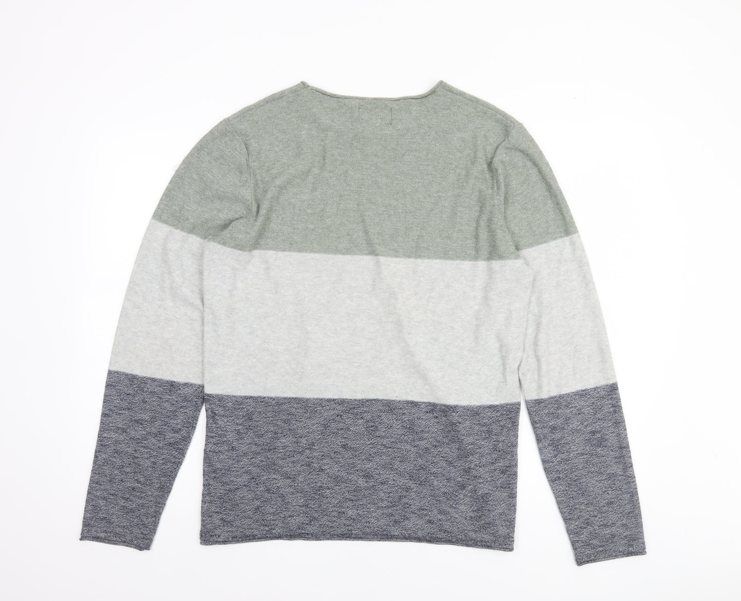 Jack & Jones Men's Multicoloured Striped Cotton Crew Neck Jumper Size M