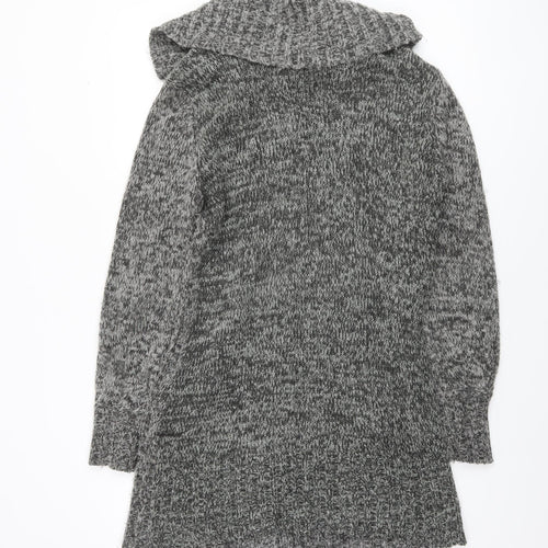 Brave Soul Women Grey Long Sleeve Collared Button Cardigan Size 14