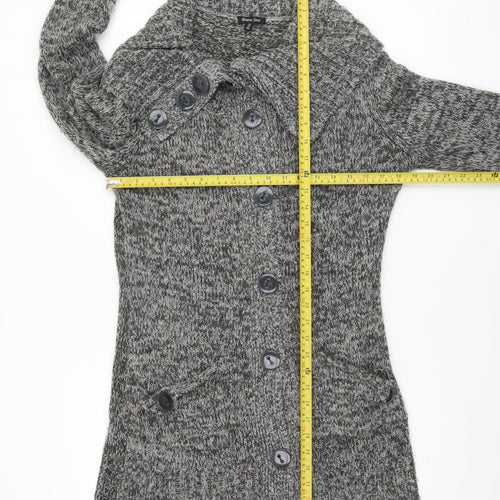 Brave Soul Women Grey Long Sleeve Collared Button Cardigan Size 14
