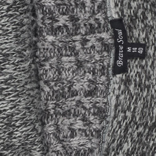 Brave Soul Women Grey Long Sleeve Collared Button Cardigan Size 14