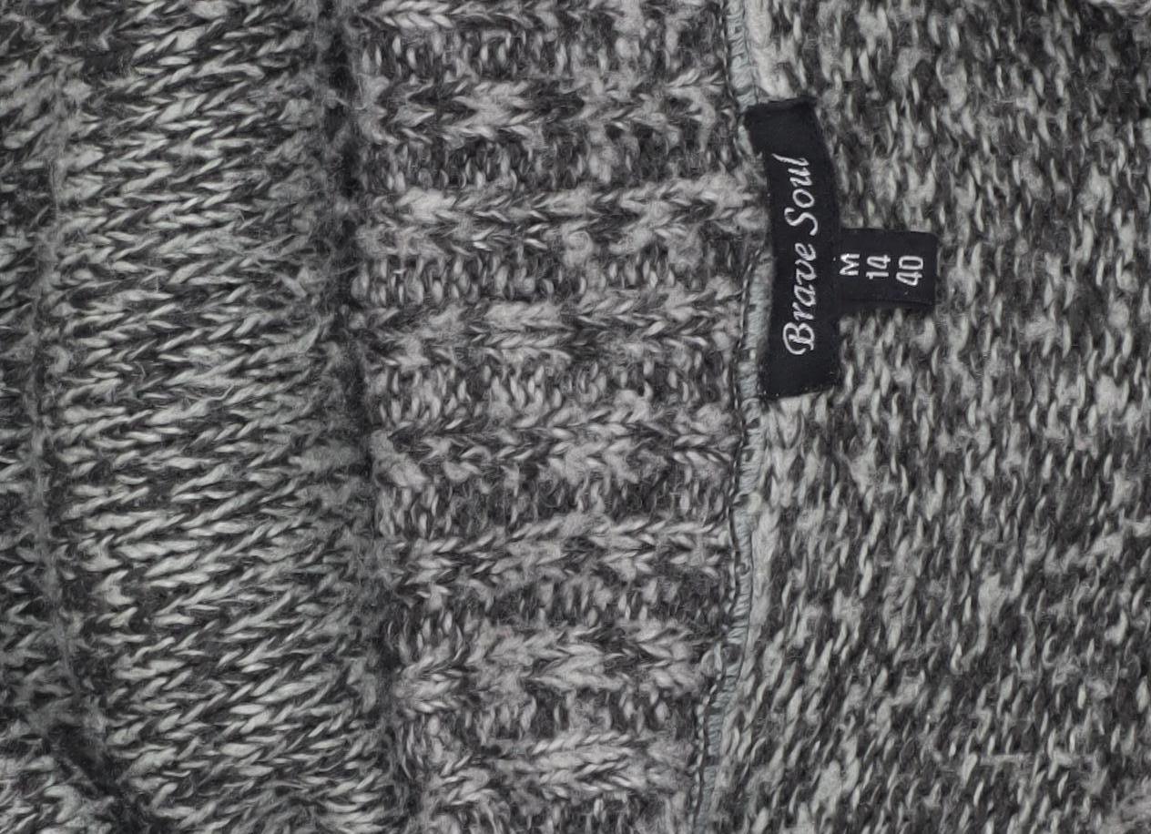 Brave Soul Women Grey Long Sleeve Collared Button Cardigan Size 14