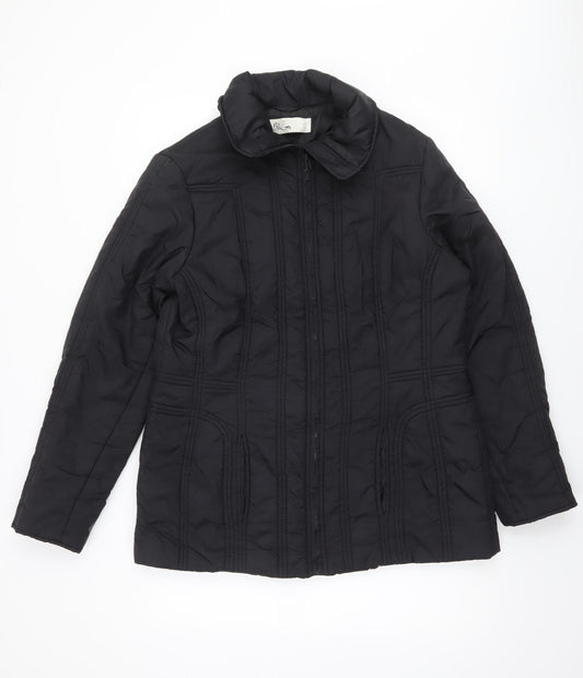 BHS Womens Black Size 16 Quilted Puffer Jacket Mid-Length Nylon