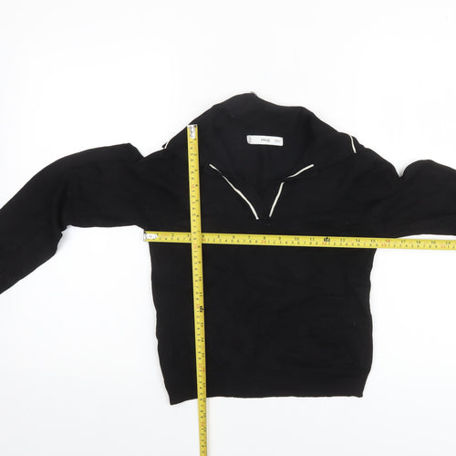 MNG Women's Black Collared Long Sleeve Pullover Jumper Size S
