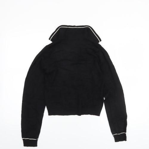 MNG Women's Black Collared Long Sleeve Pullover Jumper Size S