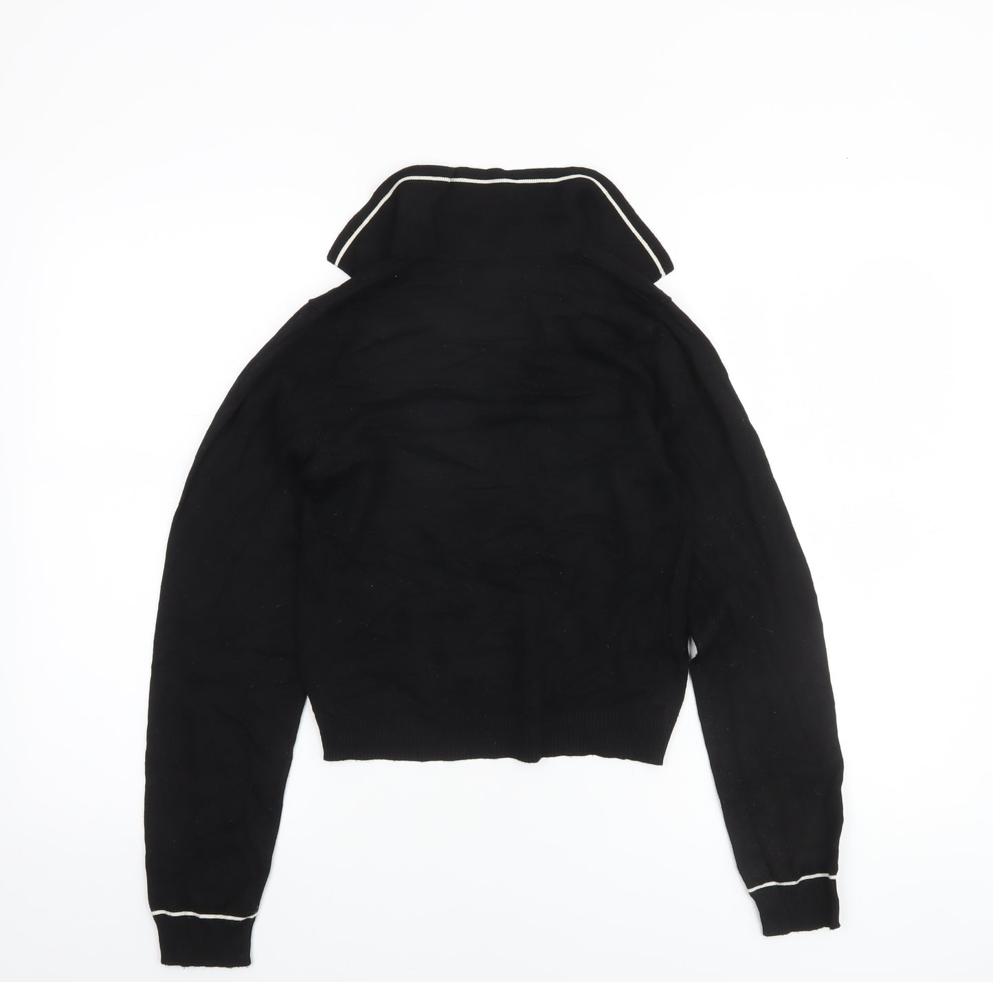 MNG Women's Black Collared Long Sleeve Pullover Jumper Size S