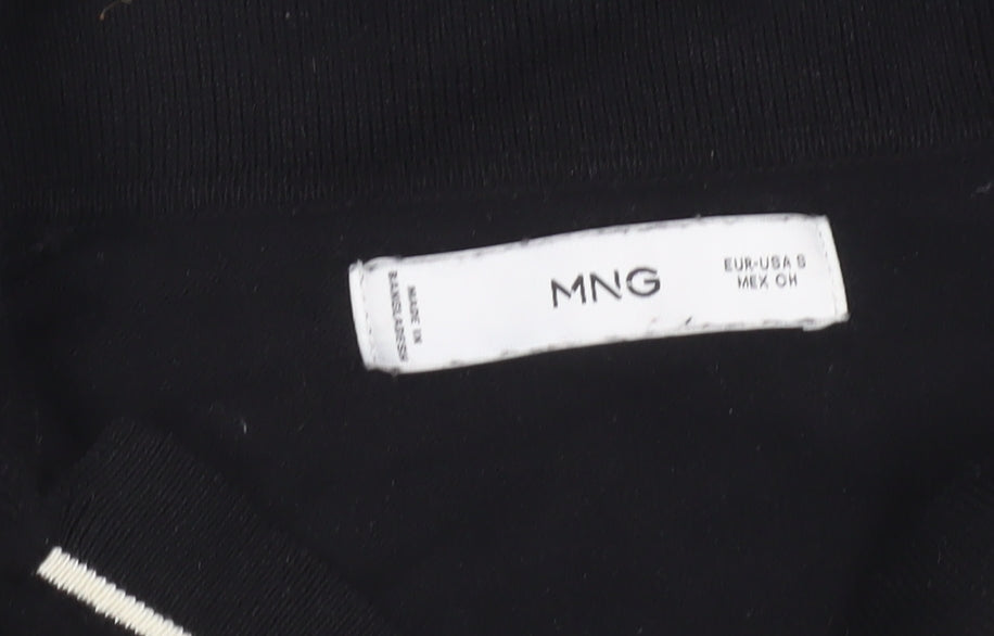 MNG Women's Black Collared Long Sleeve Pullover Jumper Size S