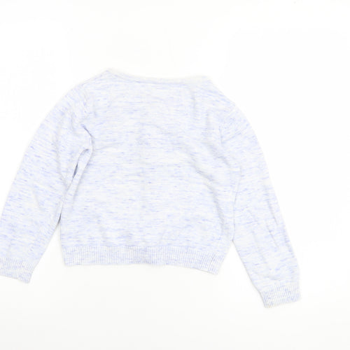 Nutmeg Girls Blue Cardigan 7-8 Years 100% Cotton Button-Up with Flower Accent