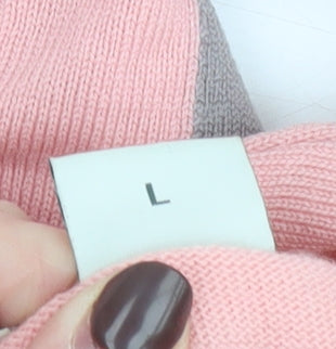 John Smedley Women Pink Merino Wool Geometric Pullover Jumper L