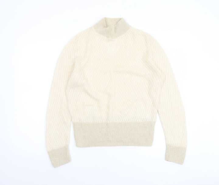 Tu Women’s Beige Mock Neck Knit Jumper Size 14 Long Sleeve Pullover