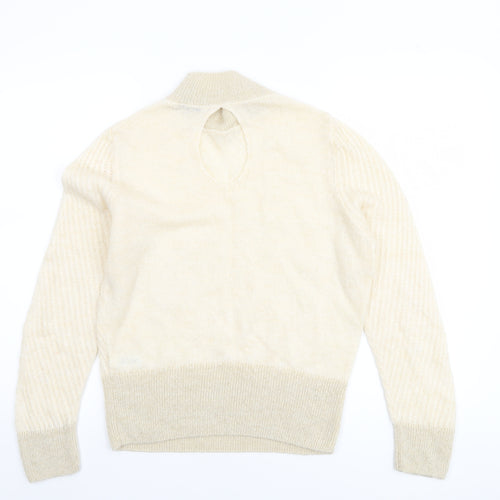 Tu Women’s Beige Mock Neck Knit Jumper Size 14 Long Sleeve Pullover