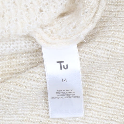 Tu Women’s Beige Mock Neck Knit Jumper Size 14 Long Sleeve Pullover