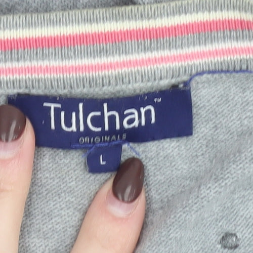 Tulchan Women's Grey Cotton Polka Dot Cardigan L