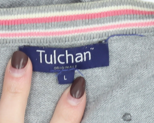 Tulchan Women's Grey Cotton Polka Dot Cardigan L