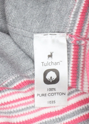 Tulchan Women's Grey Cotton Polka Dot Cardigan L