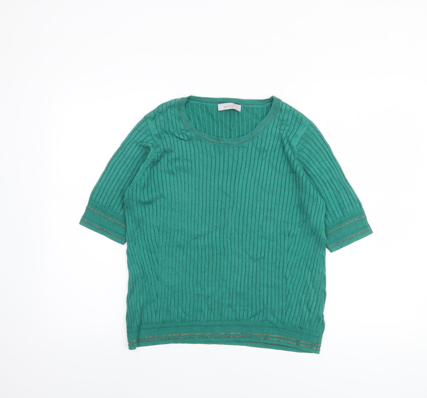 Marks and Spencer Women's Green Knit Short Sleeve Pullover Jumper Size 16