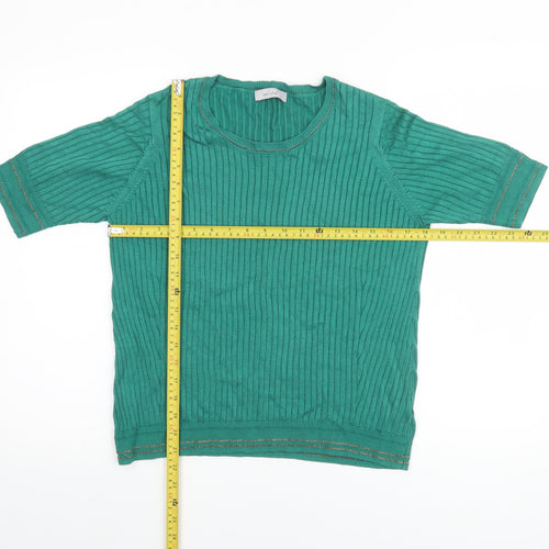 Marks and Spencer Women's Green Knit Short Sleeve Pullover Jumper Size 16