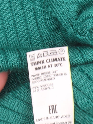 Marks and Spencer Women's Green Knit Short Sleeve Pullover Jumper Size 16