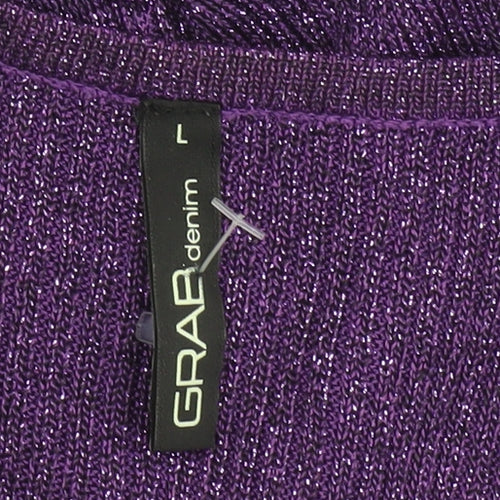 GRAB Denim Women Purple Knit Fit & Flare Party Dress L