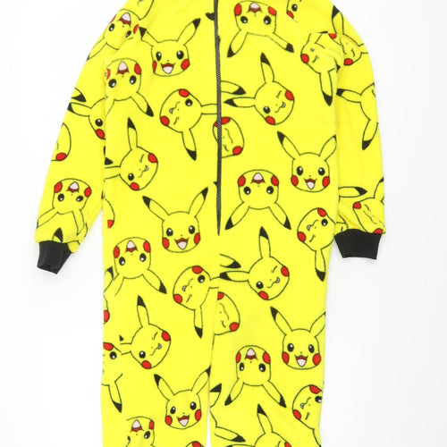 Pokémon Boys Yellow Pikachu Fleece Hooded Onesie 9-10 Years Zip One Piece