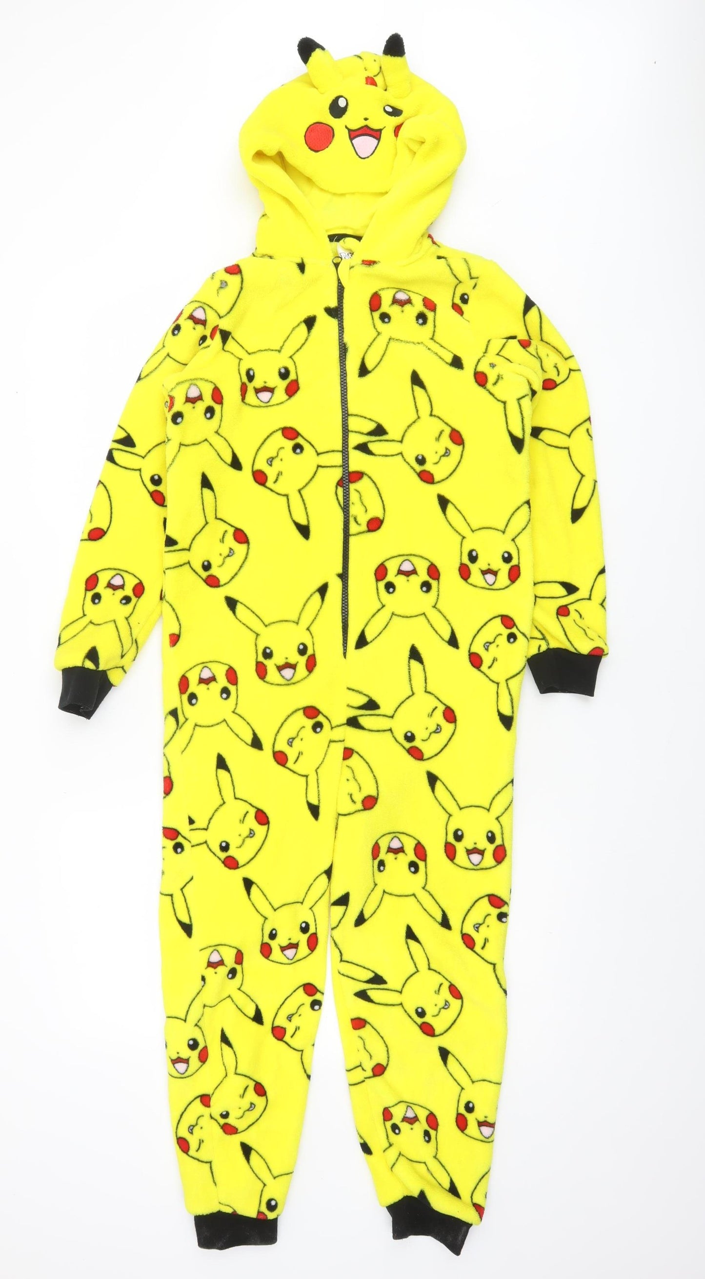Pokémon Boys Yellow Pikachu Fleece Hooded Onesie 9-10 Years Zip One Piece