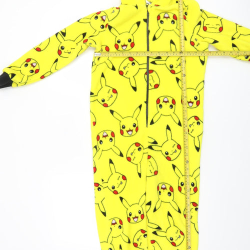 Pokémon Boys Yellow Pikachu Fleece Hooded Onesie 9-10 Years Zip One Piece