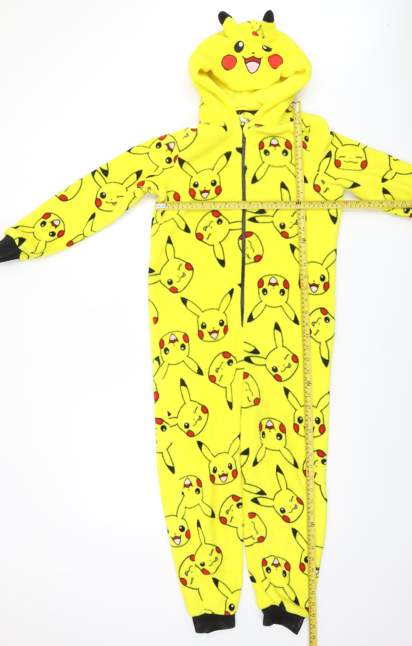 Pokémon Boys Yellow Pikachu Fleece Hooded Onesie 9-10 Years Zip One Piece