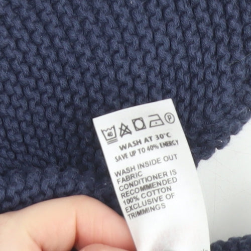 Marks and Spencer Unisex Baby Blue Hooded Knit Cardigan 0-3 Months Cotton