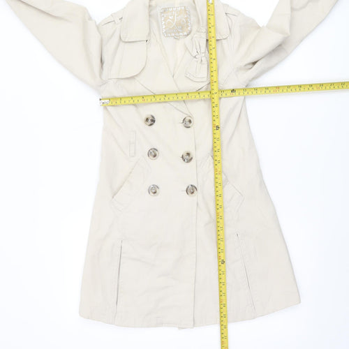51015 Lovely Girls Beige Trench Coat 9 Years Double-Breasted Mid-Length