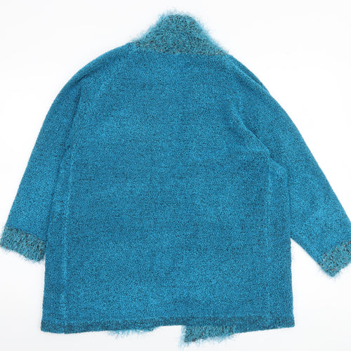Iltex Women’s Blue Open Knit Open Front Cardigan M Acrylic Blend